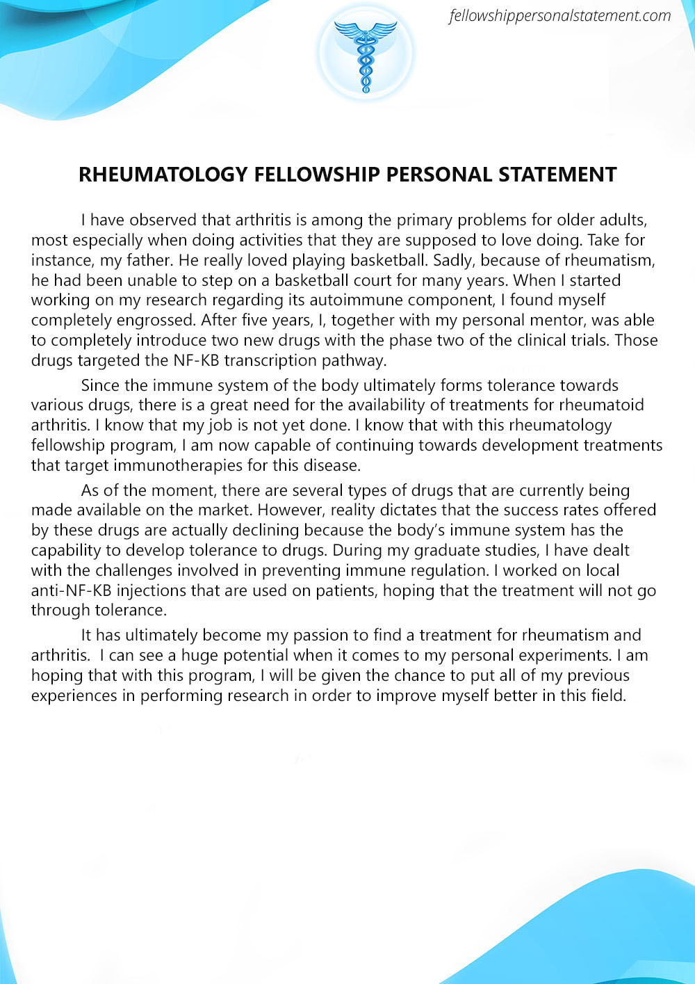 personal statement for rheumatology fellowship