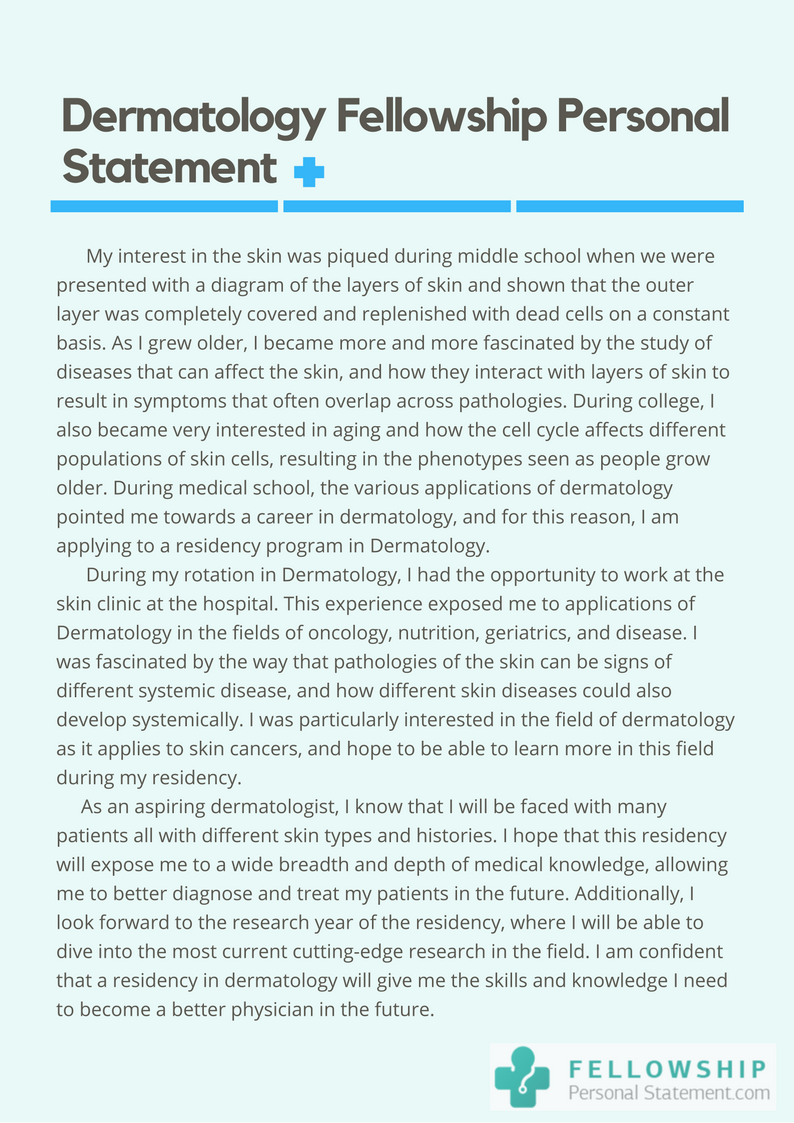 dermatology personal statement length