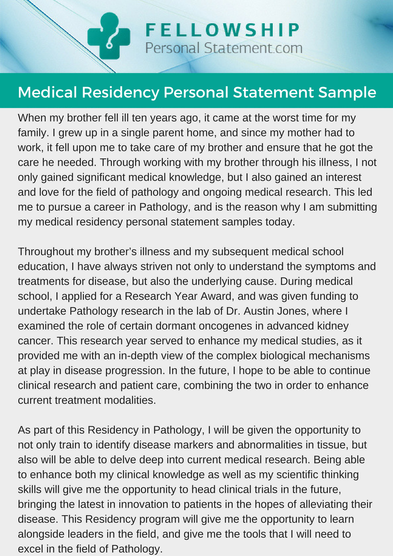 Personal statement for residency application