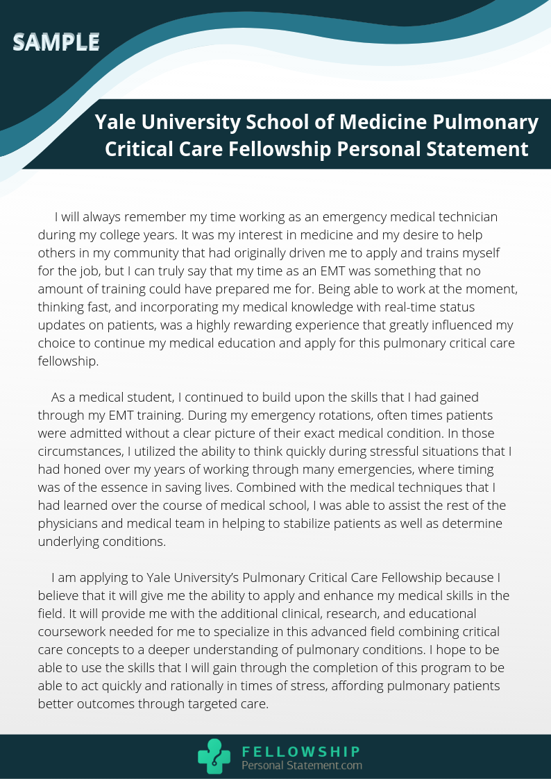 pulmonary critical care personal statement